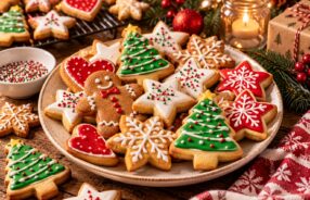 Biscotti di Natale decorati con glassa colorata