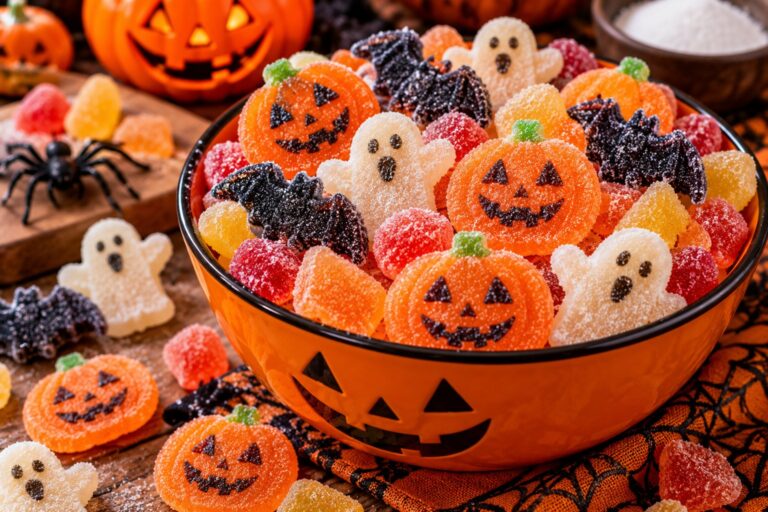 Caramelle di zucchero per Halloween a forma di zucca, fantasma e pipistrello