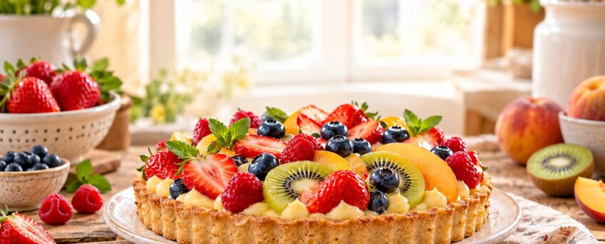 Crostata senza glutine con crema pasticcera e frutta fresca