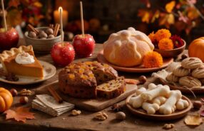 Dolci tipici di Halloween e dei Morti: pumpkin pie, mele caramellate, pan de muerto e fave dei morti