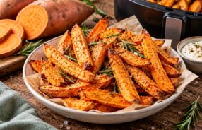Patate dolci a spicchi cotte in friggitrice ad aria