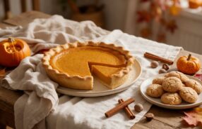 Pumpkin pie fatta in casa e fave dei morti di mandorle