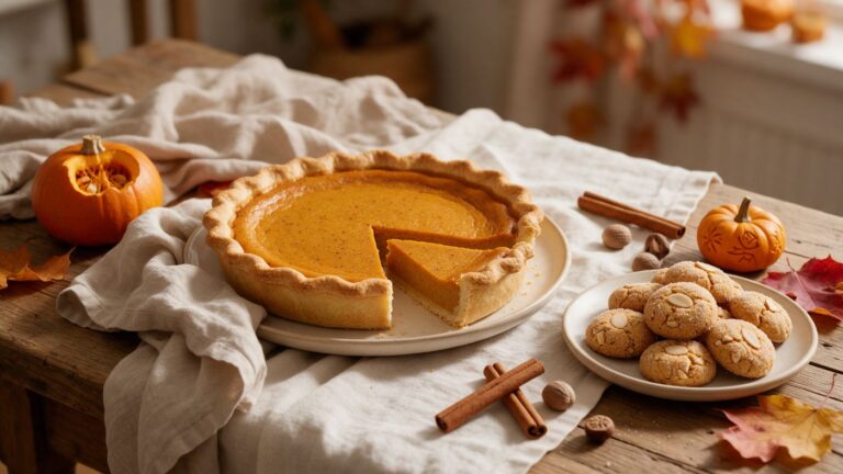 Pumpkin pie fatta in casa e fave dei morti di mandorle